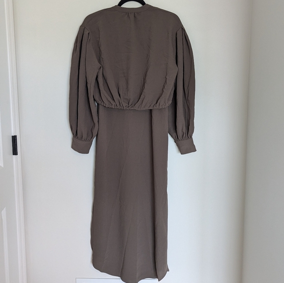Zara Button Up Dress Olive Green Size Small - Picture 2 of 4